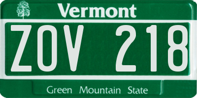VT license plate ZOV218