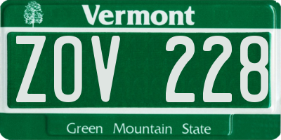 VT license plate ZOV228