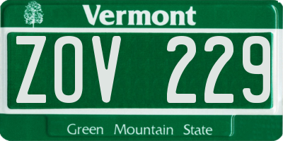VT license plate ZOV229