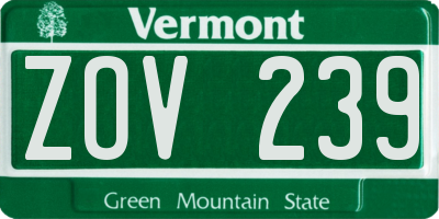 VT license plate ZOV239