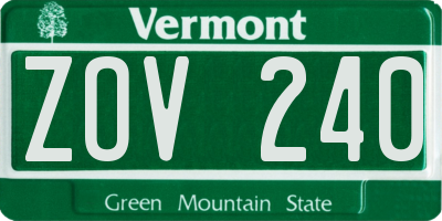 VT license plate ZOV240
