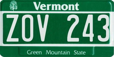 VT license plate ZOV243