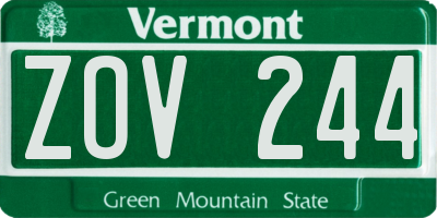 VT license plate ZOV244