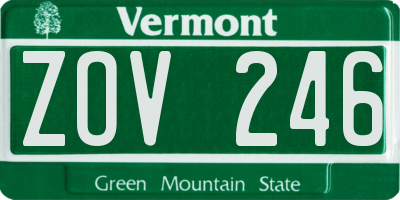VT license plate ZOV246
