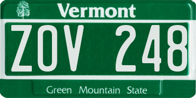 VT license plate ZOV248