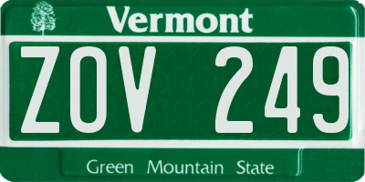 VT license plate ZOV249