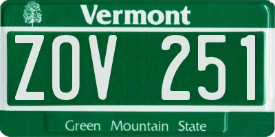 VT license plate ZOV251