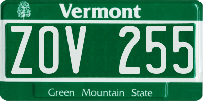 VT license plate ZOV255