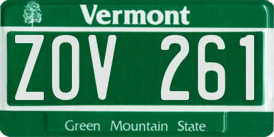 VT license plate ZOV261