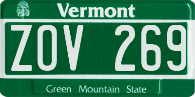 VT license plate ZOV269