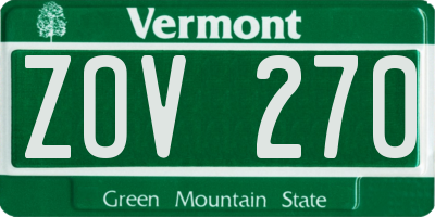 VT license plate ZOV270