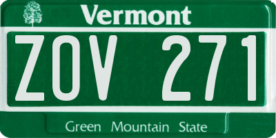 VT license plate ZOV271