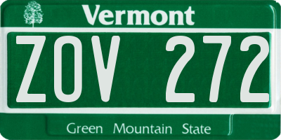 VT license plate ZOV272