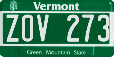 VT license plate ZOV273