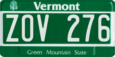 VT license plate ZOV276