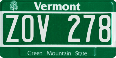 VT license plate ZOV278