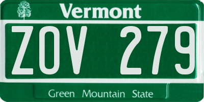 VT license plate ZOV279