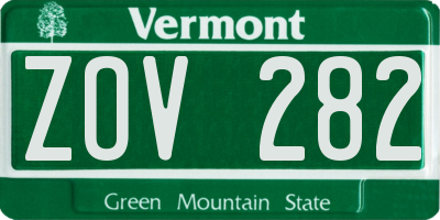 VT license plate ZOV282
