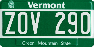 VT license plate ZOV290