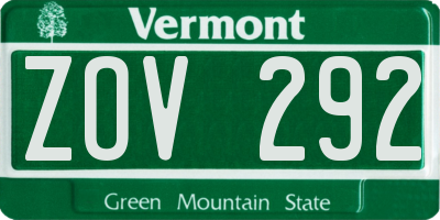 VT license plate ZOV292