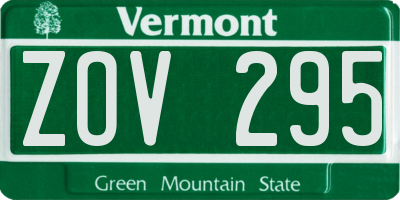 VT license plate ZOV295