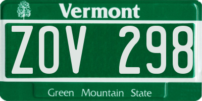 VT license plate ZOV298