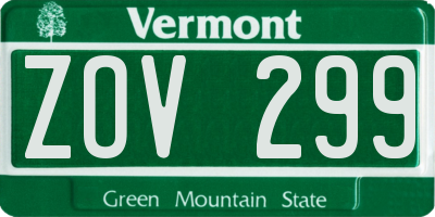 VT license plate ZOV299