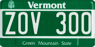 VT license plate ZOV300
