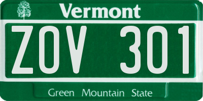 VT license plate ZOV301