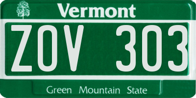 VT license plate ZOV303