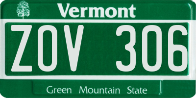VT license plate ZOV306