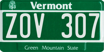 VT license plate ZOV307