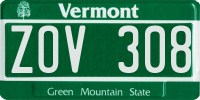 VT license plate ZOV308