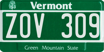 VT license plate ZOV309