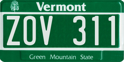 VT license plate ZOV311