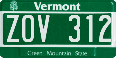VT license plate ZOV312