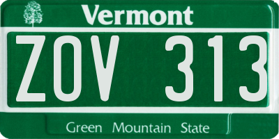 VT license plate ZOV313