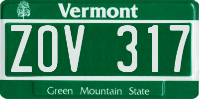 VT license plate ZOV317