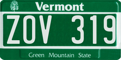 VT license plate ZOV319
