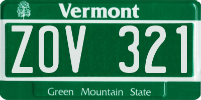 VT license plate ZOV321