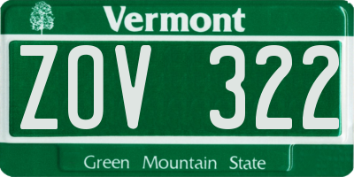 VT license plate ZOV322