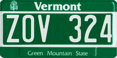 VT license plate ZOV324