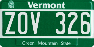 VT license plate ZOV326