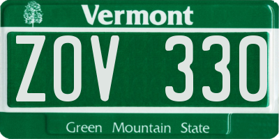VT license plate ZOV330