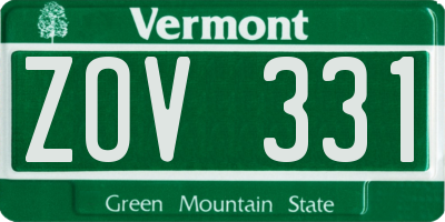 VT license plate ZOV331