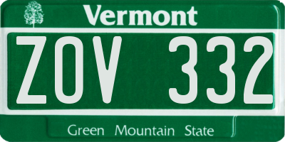 VT license plate ZOV332