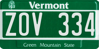 VT license plate ZOV334