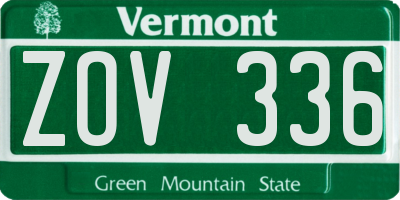 VT license plate ZOV336