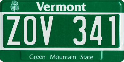 VT license plate ZOV341