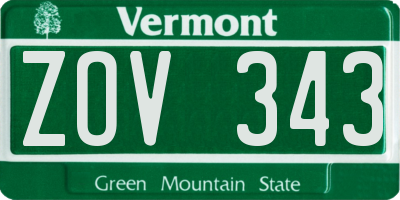 VT license plate ZOV343